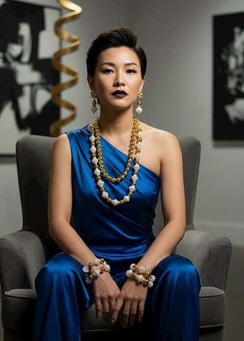 Uzun Boyunlu Altın Renkli Boncuklu Kadın Kolye - Görsel 12