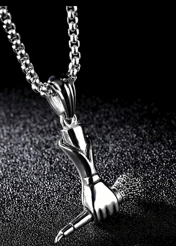 Parlak Çelik Kadın ve erkek Kolye - Gotik Şıklık - Görsel 4