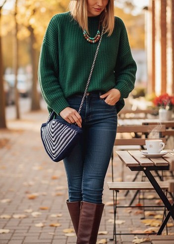 mumlu ipten örülmüş tığ işi kadın çanta - Görsel 2