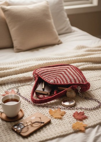 mumlu ipten örülmüş tığ işi kadın çanta - Görsel 6