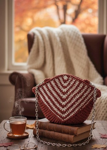 mumlu ipten örülmüş tığ işi kadın çanta - Görsel 5