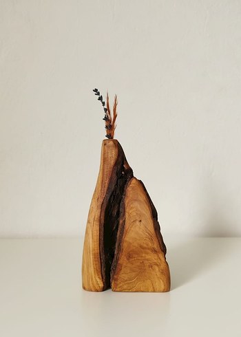 Koyu Kahverengi Doğal Ahşap Vazo - Görsel 2