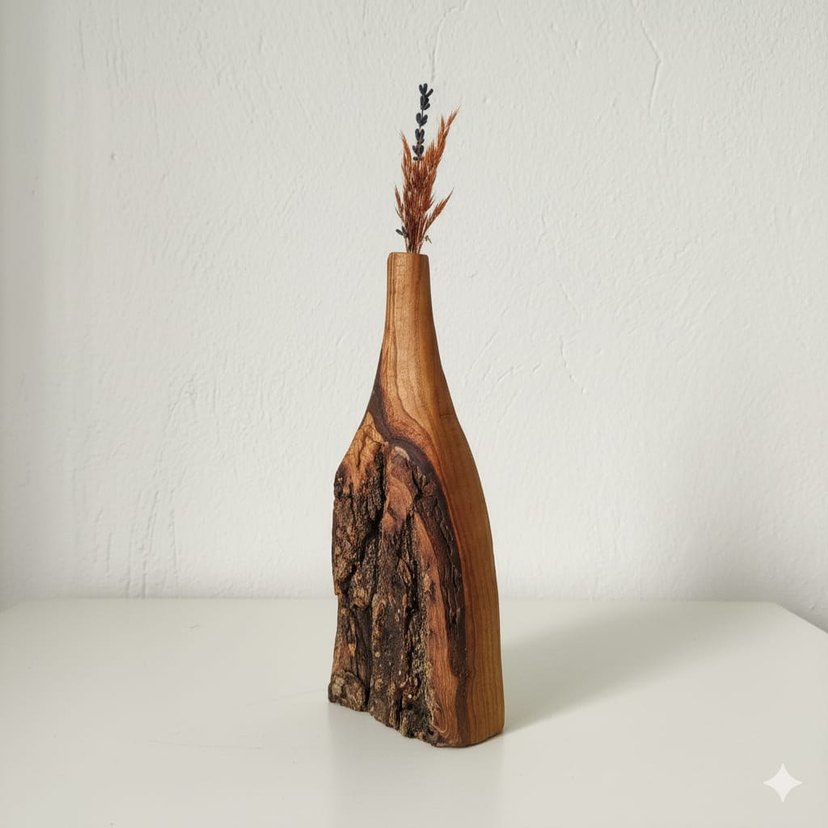 dekoratif ahşap vazo - Görsel 2