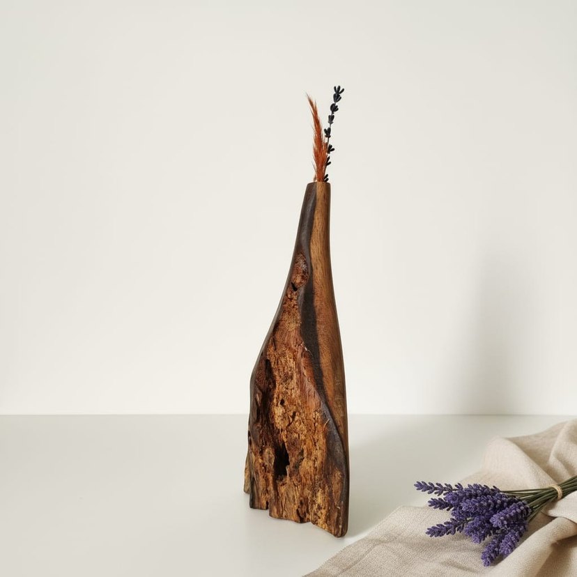 dekoratif ahşap vazo - Görsel 3