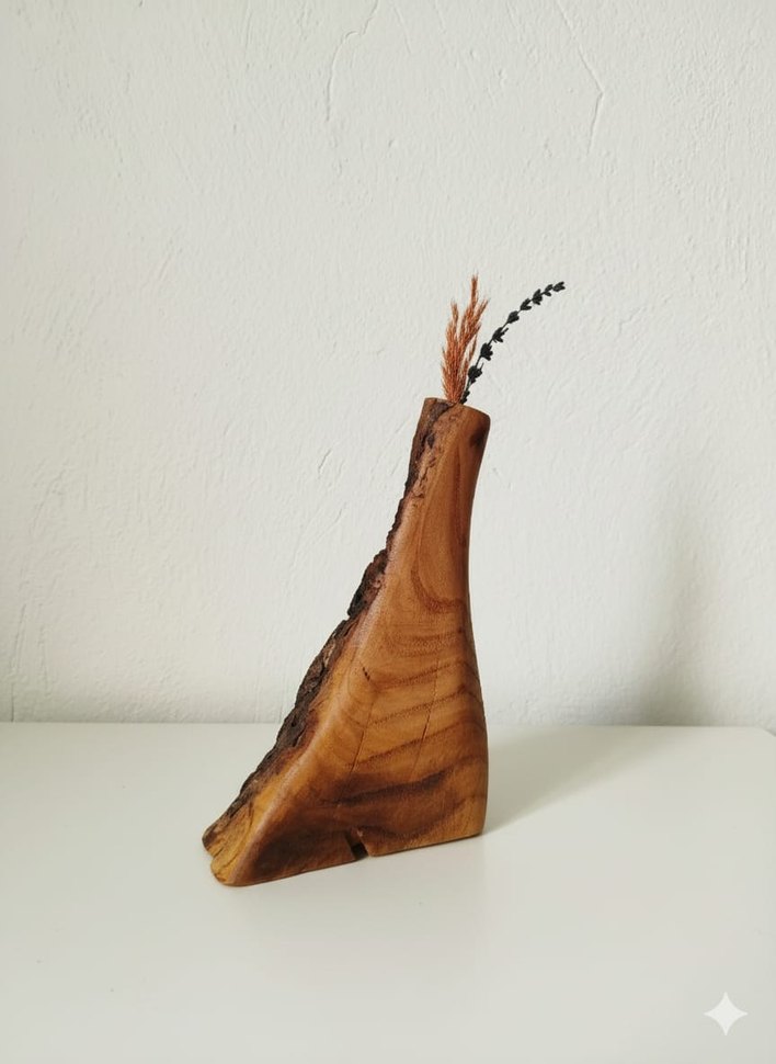 Doğal Ahşap Vazo - Görsel 3