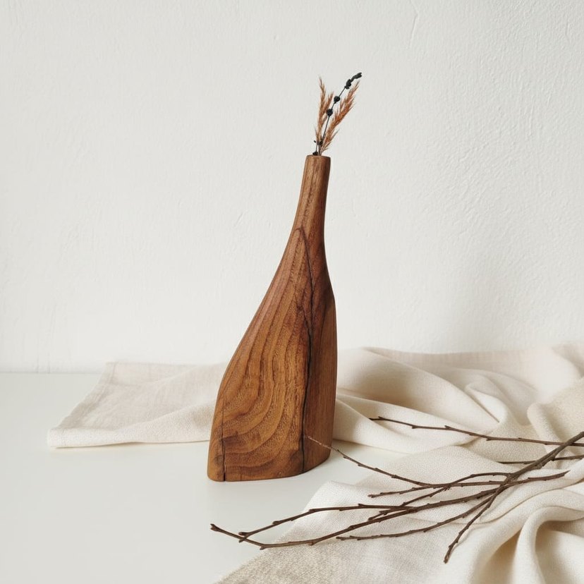 dekoratif ahşap vazo - Görsel 4