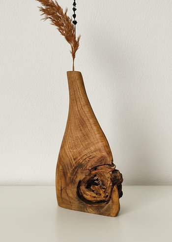 Koyu Kahverengi Ahşap Vazo - Görsel 3