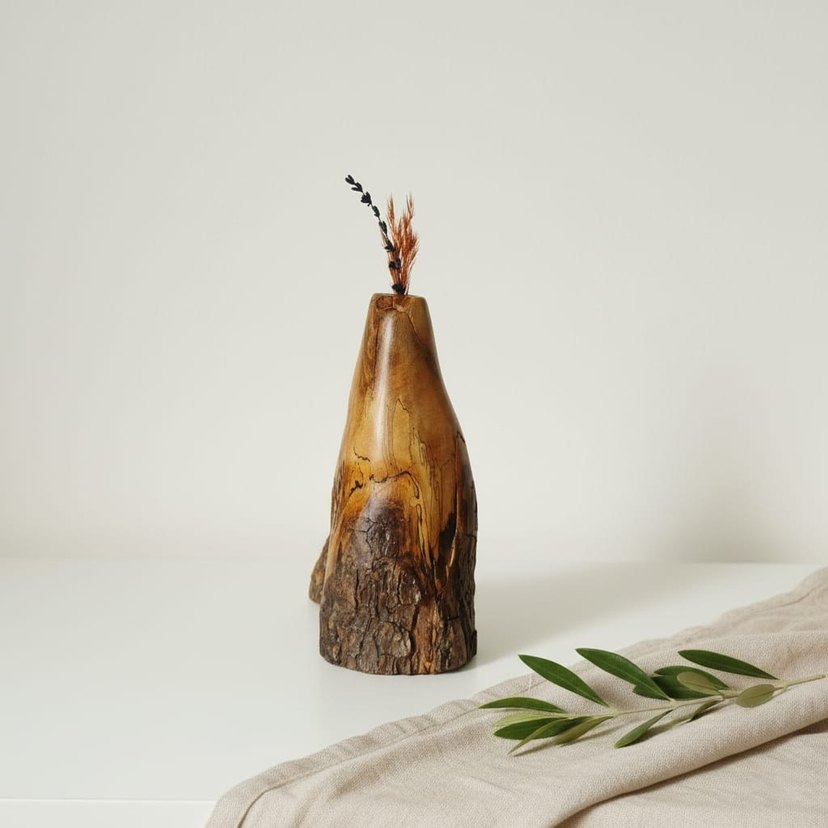 Doğal Ahşap Vazo - Görsel 4