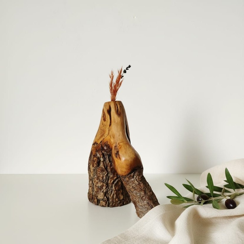 Doğal Ahşap Vazo - Görsel 2