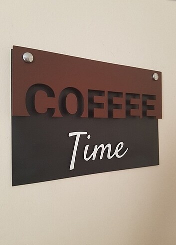 Diğer Kahve Köşesi Ahşap Tabela Coffee Time