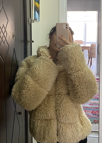l Beden camel Renk Peluş kürk