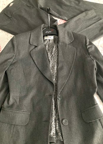 Gri Kadın Blazer Ceket pantolon takım - Görsel 2