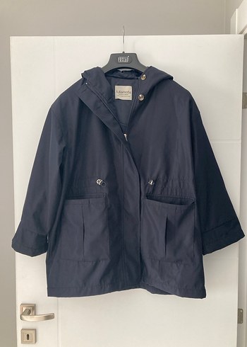 Lacivert Kapüşonlu Düğmeli Trençkot - Görsel 2