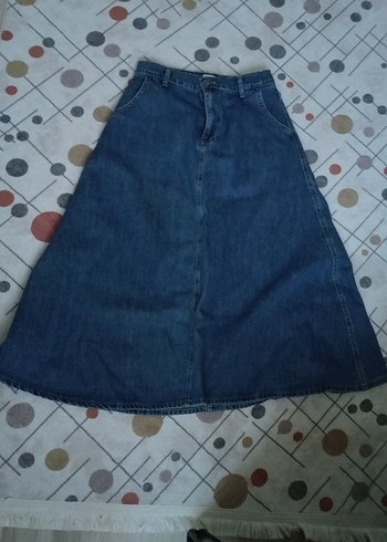 Kadın Mavi Midi Kot Etek - Görsel 2