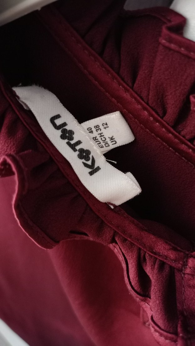 Kadın Bordo Uzun Kollu Fırfırlı Bluz - Görsel 4