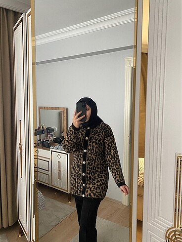 Leopar hırka yünlü