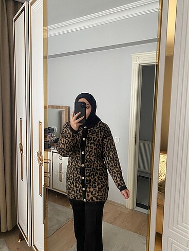 universal Beden Leopar hırka yünlü