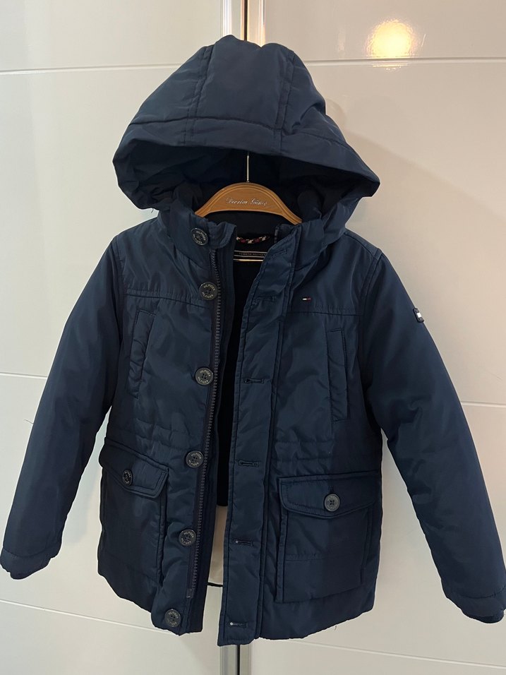 Tommy Lacivert Kapüşonlu Erkek Çocuk mont - Görsel 2