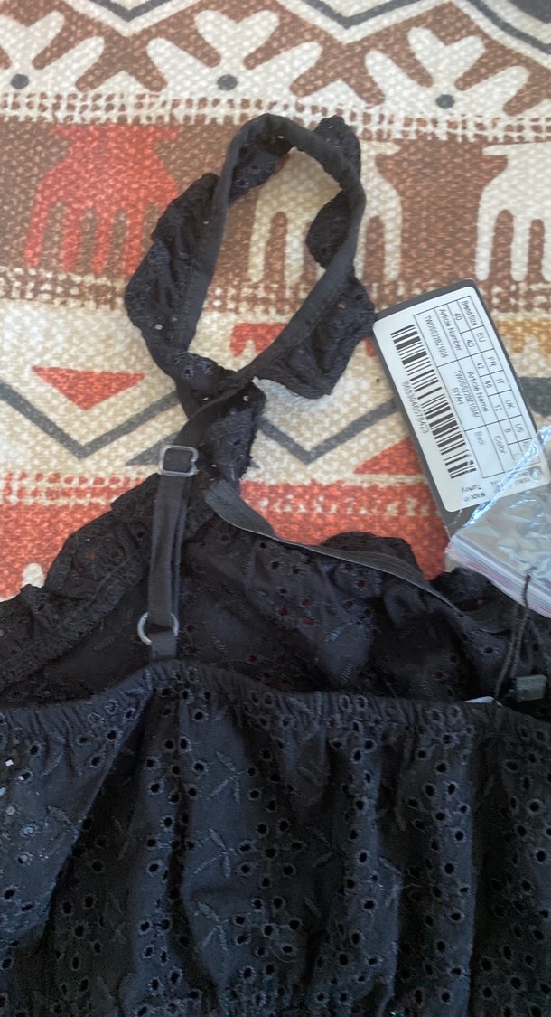 Düğmeli Siyah Nakışlı Mini Büstiyer - Görsel 5