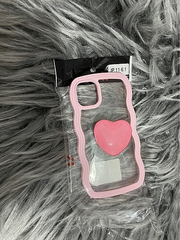 Iphone 11 telefon kılıfı kalp popsocket dahil