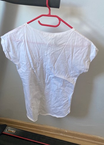 Beyaz Baskılı Kısa Kollu Kadın Tişört - Görsel 2