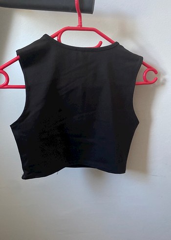 Siyah Straplez Kısa Crop Top kalp - Görsel 4