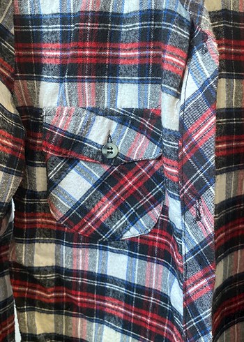 Kareli Uzun Kollu Rahat Kesim Kadın Gömlek - Görsel 2