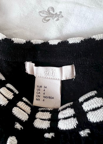 H&M Siyah Beyaz Çizgili Kadın Triko Elbise