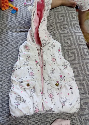 Kız Çocuk Kapüşonlu Fermuarlı Pembe Yelek - Görsel 3