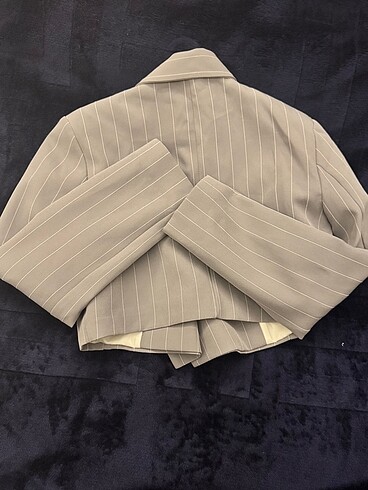 s Beden gri Renk Crop blazer Quzu