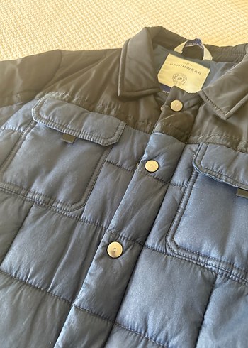 Düğmeli Erkek Lacivert Denim Mont - Görsel 7