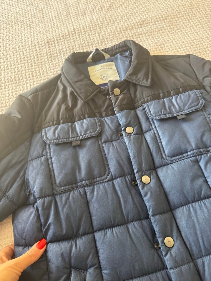 Düğmeli Erkek Lacivert Denim Mont - Görsel 2