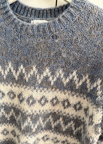 Mango Çocuk Bohem Gri Örgü Kadın Kazak - Görsel 3