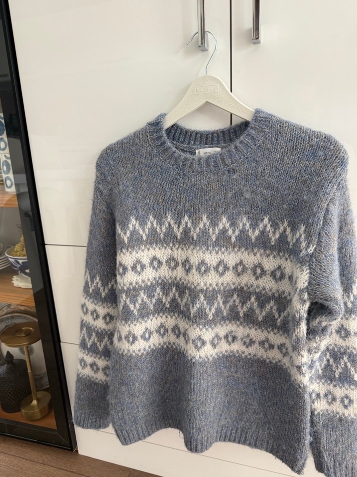 Mango Çocuk Bohem Gri Örgü Kadın Kazak - Görsel 2