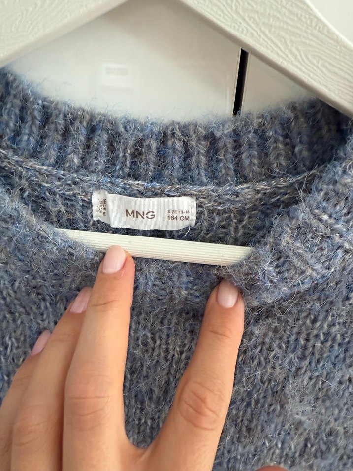 Mango Çocuk Bohem Gri Örgü Kadın Kazak - Görsel 4