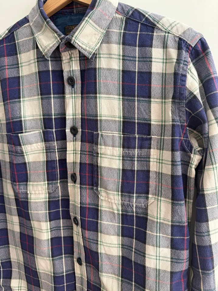 Erkek Zara  Gri Mavi Kareli Uzun Kollu Gömlek - Görsel 4