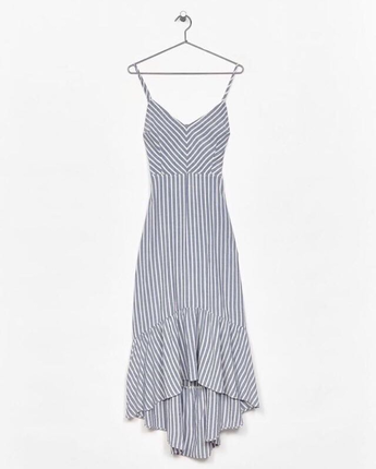 Bershka MAVİ ÇİZGİLİ ELBİSE