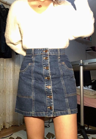 Stradivarius MİNİ KOT ETEK