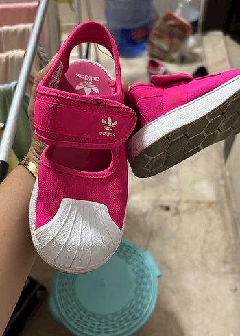 Kız Çocuk Pembe Adidas Cırtlı Terlik - Görsel 3