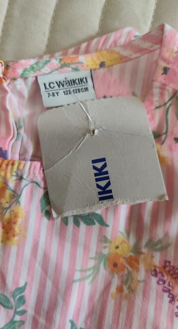 Pembe Çiçekli Kız Çocuk Piliseli Elbise - Görsel 2