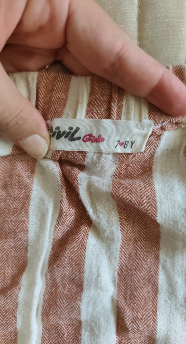 Bej Çizgili Uzun bağlamalı Etek - Görsel 2