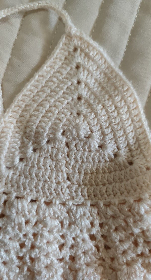 Beyaz Örgü Bohem Mini Büstiyer - Görsel 4