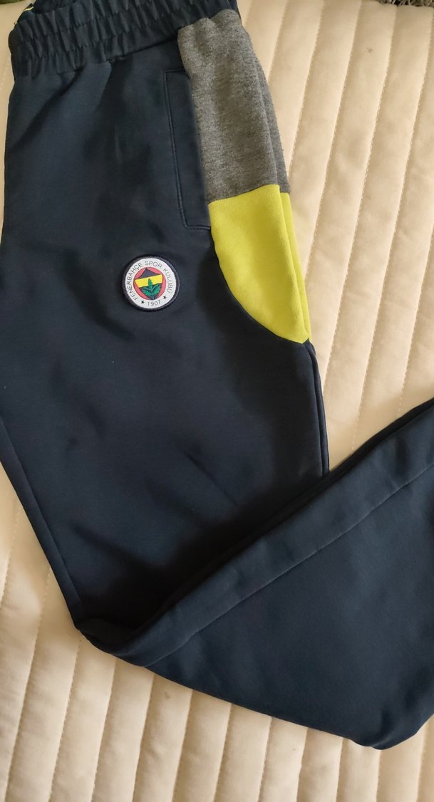 Orijinal Kapüşonlu Gri  lacivert sarı Erkek Çocuk Eşofman Takımı - Görsel 3