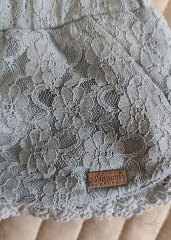 Dantel Detaylı Mavi Mini Şort - Görsel 2