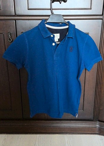 Erkek Çocuk Lacivert Kısa Kollu Denim Polo Tişört