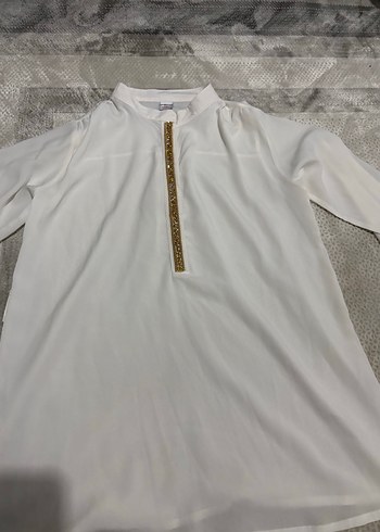 Zincir Detaylı Beyaz cocuk Gömlek - Görsel 4