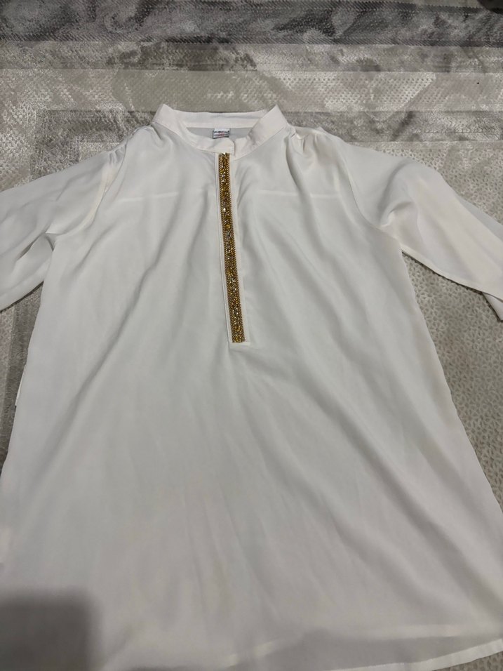 Zincir Detaylı Beyaz cocuk Gömlek - Görsel 4