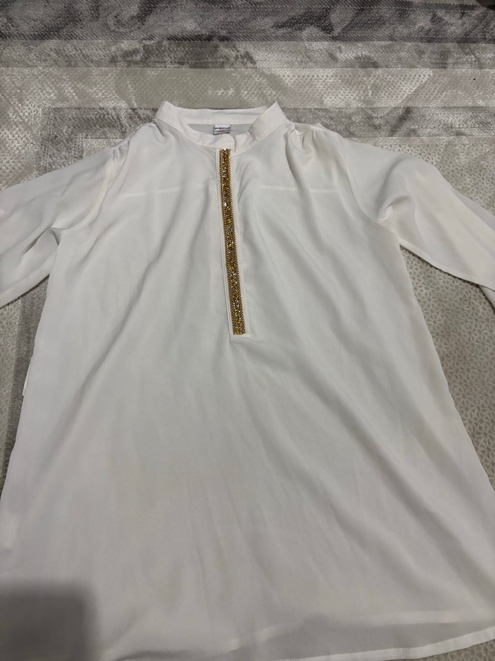 Zincir Detaylı Beyaz cocuk Gömlek - Görsel 3