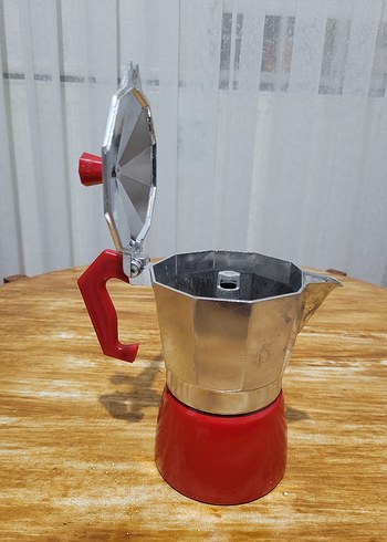 Kırmızı Kulplu Renkli Moka Pot - Görsel 4