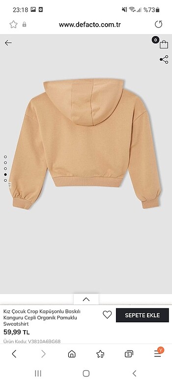 Defacto 6 7 ya kız çocuk sweatshirt